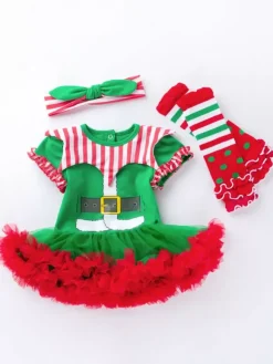 Enfant Tulle Rouge À Volants Bébé Robe De Patineur Coton Costume De Noël Déguisement Noël Cadeau Enfant
