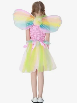 Enfant Cadeau Noël Costume Ange Arc-en-pétale Robe Fille Halloween Robe De Princesse Fille Déguisement Baptême