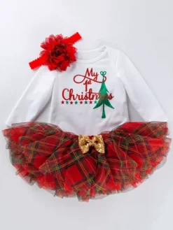 Enfant De Noël Ensemble Sequin Dorure Tutu Jupe Avec Coton Top Costume Bébé Déguisement Noël Cadeau Enfant