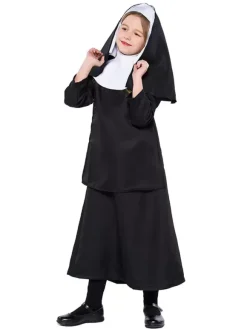 Enfants Nun Costume Déguisements Halloween Noire Robes Ensemble Robe de Princesse Fille