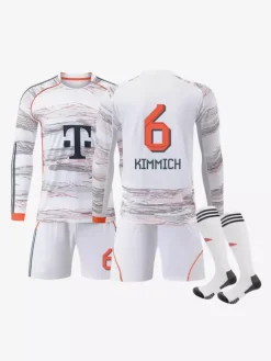 Ensemble 3 pièces blanc personnalisé à manches longues pour adultes et enfants (25/26) n° 10 Musiala n° 17 Olise Football Club