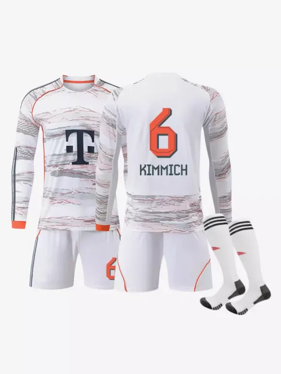 Ensemble 3 pièces blanc personnalisé à manches longues pour adultes et enfants (25/26) n° 10 Musiala n° 17 Olise Football Club