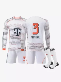 Ensemble 3 pièces blanc personnalisé à manches longues pour adultes et enfants (25/26) n° 10 Musiala n° 17 Olise Football Club