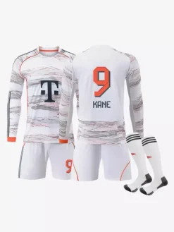 Ensemble 3 pièces blanc personnalisé à manches longues pour adultes et enfants (25/26) n° 10 Musiala n° 17 Olise Football Club