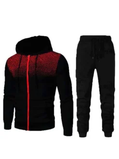Ensemble 2 pièces de vêtements de sport pour hommes imprimé à manches longues à capuche blanc tenue de sport