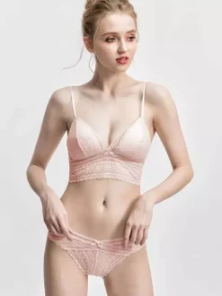 Ensemble 2 Pièces Lingerie Femme Soutien-gorge Et Culotte Sous-vêtements En Dentelle