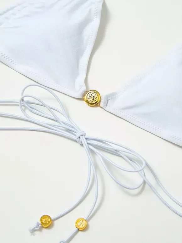 Ensemble bikini 2 pièces à cordon élastique de couleur unie pour l'été 2026