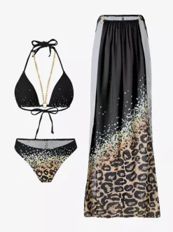 Ensemble bikini dos nu et cache-maillot de bain 3 pièces à imprimé léopard 2026