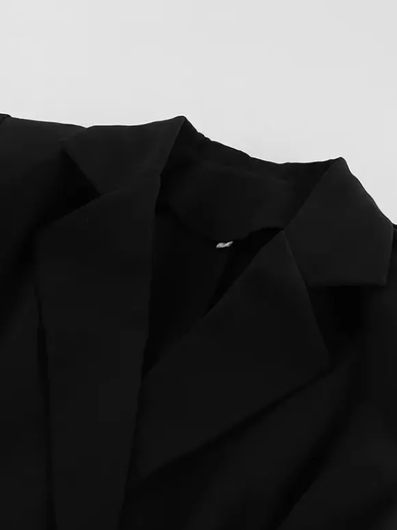 Ensemble blazer sablier pour femme - Tailleur péplum noir style vintage avec mini-jupe - Tenue de travail printemps 2026