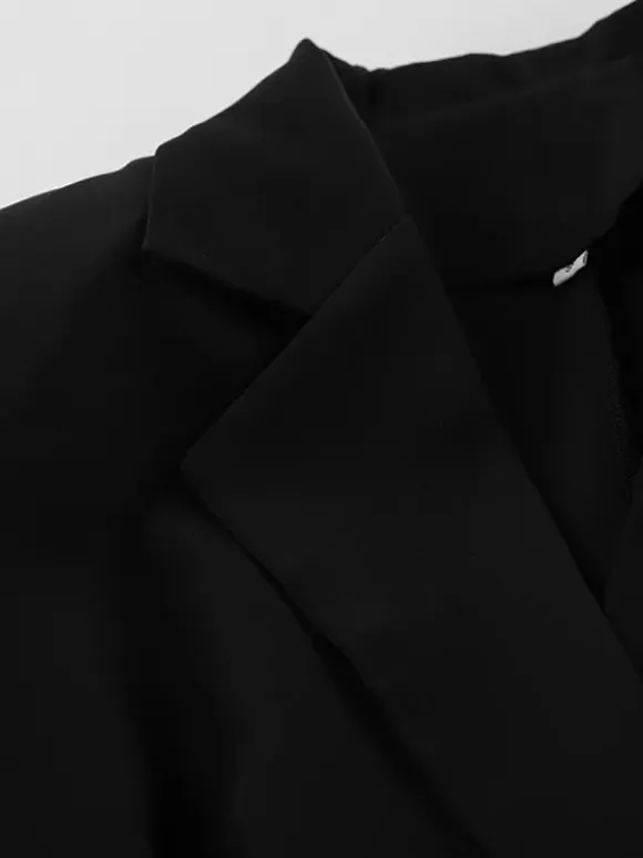 Ensemble blazer sablier pour femme - Tailleur péplum noir style vintage avec mini-jupe - Tenue de travail printemps 2026