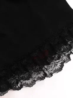 Ensemble caraco gothique Lolita en dentelle et jupe courte en maille costume de cosplay d'Halloween Dark Series