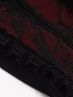 Ensemble caraco gothique Lolita en dentelle et jupe courte en maille costume de cosplay d'Halloween Dark Series