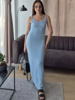 Ensemble coordonné 3 pièces en maille : robe maxi cardigan long et robe nuisette pour femme (collection 2026)