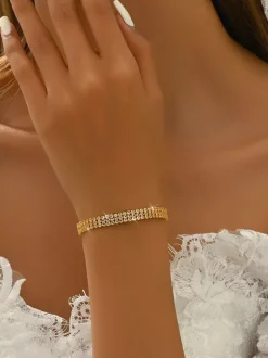 Ensemble de bijoux de mariage tendance en métal percé avec diamants attrayants