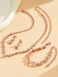 Ensemble de bijoux de mariage tendance avec beau diamant en métal