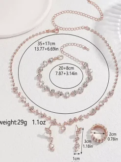 Ensemble de bijoux de mariage tendance avec beau diamant en métal