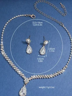 Ensemble de bijoux de mariage à la mode en métal Chic zircone cubique