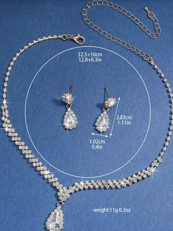 Ensemble de bijoux de mariage à la mode en métal Chic zircone cubique