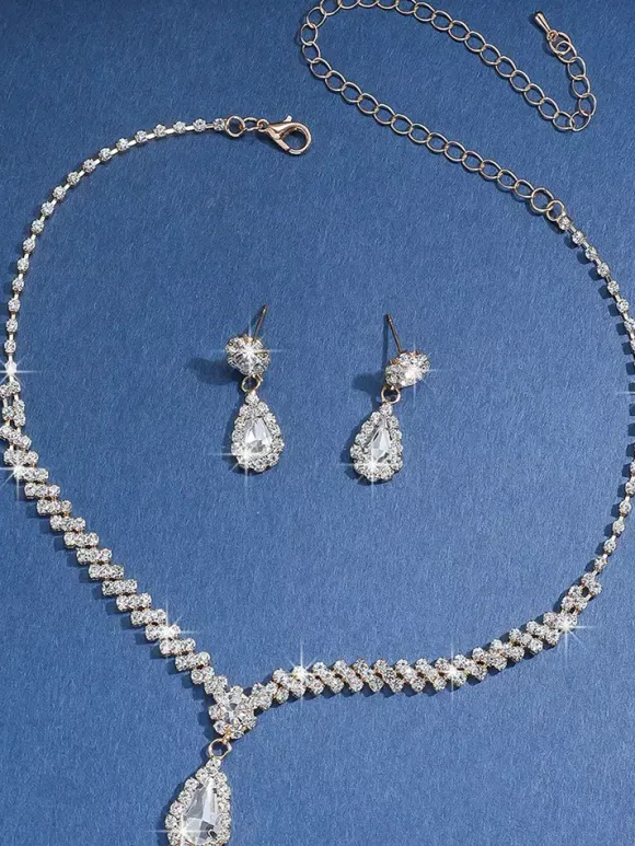 Ensemble de bijoux de mariage à la mode en métal Chic zircone cubique