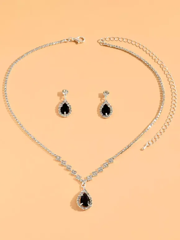 Ensemble de bijoux pour mariée avec superbe diamant en métal