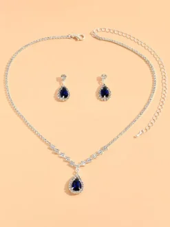 Ensemble de bijoux pour mariée avec superbe diamant en métal