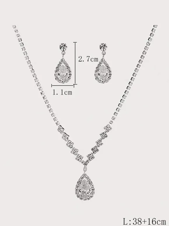 Ensemble de bijoux pour mariée avec superbe diamant en métal