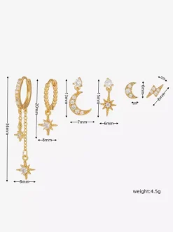 Ensemble de boucles d'oreilles étoile et lune célestes pour femmes 2026