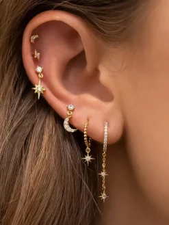 Ensemble de boucles d'oreilles étoile et lune célestes pour femmes 2026