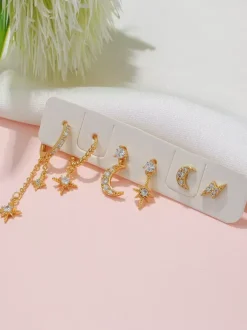 Ensemble de boucles d'oreilles étoile et lune célestes pour femmes 2026