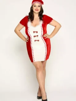 Ensemble de costumes de Noël 3 pièces avec robe rouge et chapeau