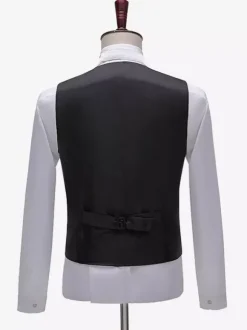 Ensemble de costumes rétro pour homme noir vintage boutons jacquard manches longues