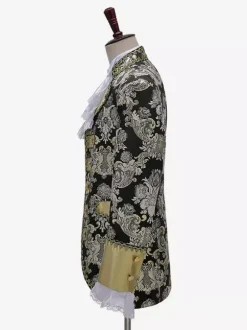 Ensemble de costumes rétro pour homme noir vintage boutons jacquard manches longues