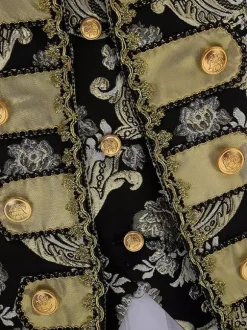 Ensemble de costumes rétro pour homme noir vintage boutons jacquard manches longues