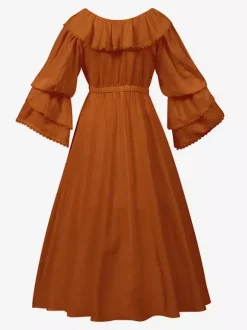 Ensemble de costumes rétro médiévaux pour femmes en polyester à volants Marie Antoinette