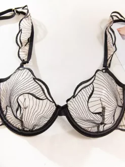 Ensemble de lingerie 2 pièces noir avec soutien-gorge et culotte transparents en dentelle