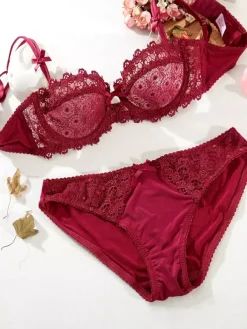 Ensemble de lingerie 2 pièces en dentelle blanche soutien-gorge culotte string