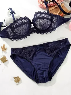 Ensemble de lingerie 2 pièces en dentelle blanche soutien-gorge culotte string