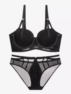 Ensemble De Lingerie Bleue À Armatures 2 Pièces Soutien-Gorge Push-Up Culotte