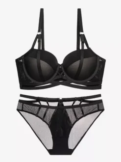 Ensemble De Lingerie Bleue À Armatures 2 Pièces Soutien-Gorge Push-Up Culotte