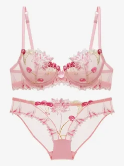 Ensemble De Lingerie Chic À Fleurs Transparentes Culotte En Dentelle 2 Pièces