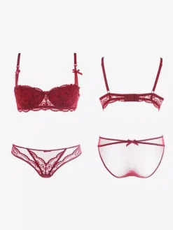 Ensemble De Lingerie De Mariée Sexy En Dentelle Blanche Culotte Jarretière
