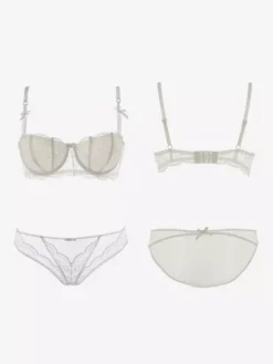 Ensemble De Lingerie De Mariée Sexy En Dentelle Blanche Culotte Jarretière