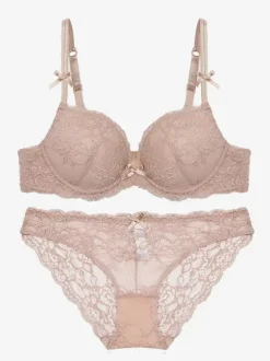 Ensemble De Lingerie Mariée 2 Pièces En Dentelle Violette Soutien-Gorge Culotte