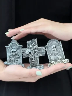 Ensemble de mini-trios de pierres tombales pour décoration d'Halloween en résine