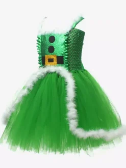 Ensemble de Noël pour fille Robe rouge Cape Chapeau Polyester Costumes de vacances de Noël