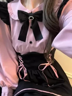 Ensemble de pièces de remorquage Subculture jupe mignonne à lacets avec volants mini-jupe taille haute Yami Kawaii pour femmes produite en série