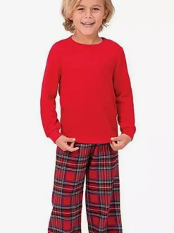 Ensemble de pyjamas de Noël classiques à carreaux rouges pour toute la famille 2026