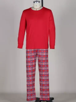 Ensemble de pyjamas de Noël classiques à carreaux rouges pour toute la famille 2026