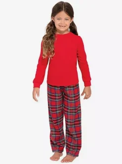Ensemble de pyjamas de Noël classiques à carreaux rouges pour toute la famille 2026