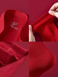 Ensemble de sous-vêtements et chaussettes rouges pour homme slip rouge taille mi-haute sans coutures année de naissance